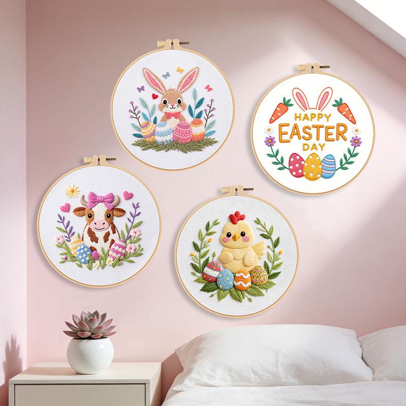Easter Embroidery Handmade Diy Material Bag Fabric Art European Embroidery Flower And Grass Kit Needle And Thread Set Novice
