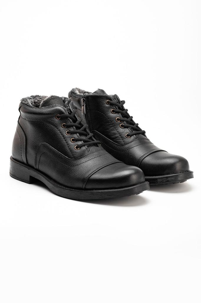 Men's Fashion Genuine Leather Thick Heeled Booties Bootie Cold And Waterproof Daily Zipper Boots Shoes