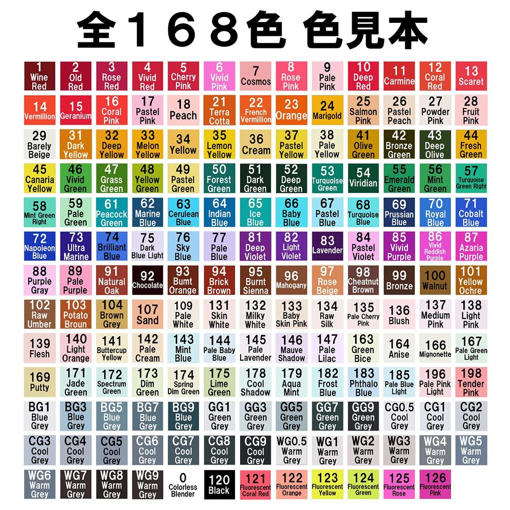 Marker Pen Marker 168 Alcohol Thick and Fine Art Carrying Case Illustration Watercolor 2 Types of Nibs Set, Pen, Colors, Marker, Ends, Supplies,