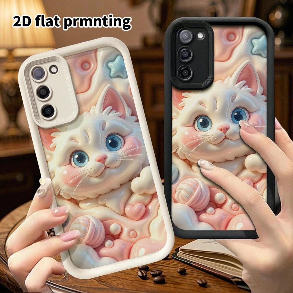 Чехол для телефона: 2D плоский дизайн, подходящий для защитного чехла Samsung Galaxy A34 A35 M05 M06 S20 S22 S21 FE Plus 5G, розовый и белый котенок рэгдолл, идеальный