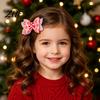 Christmas Bow Hair Clips Candies Clip for Women Girls, Sweet Glitter Hairpins, Artificial Leather Fashionable Bows Girls Clip, Cute Pink Accessories