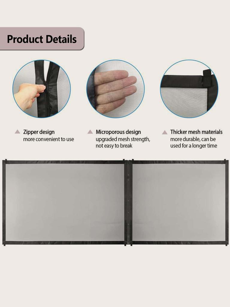 1 шт.-Ограждение для питомцев, изоляционный барьер, удобный складной на молнии - безопасный, устойчивый к разрывам, защитная сетка для лестницы, черный
