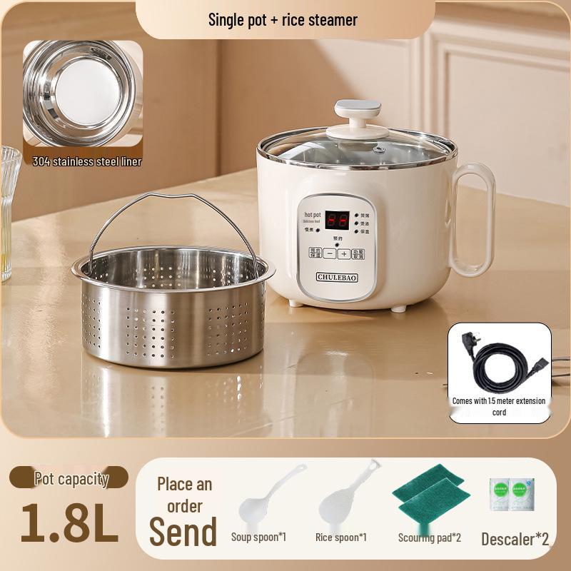 Small Electric Steamer & Rice Cooker: 304 Stainless Steel, 1-3 Person Capacity, Multi-function for Cooking, Steaming & Boiling