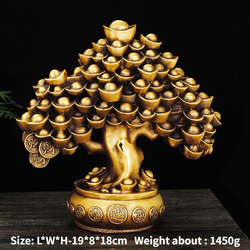 Дерево богатства из китайской чистой меди приносит удачу, денежное дерево, украшения, горшок, дерево, гостиная, офис, настольное украшение