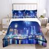 Красочный фейерверк пододеяльник 3D принт комплект постельного белья размер Queen город ночная сцена в фейерверках наволочки для детей взрослых декор