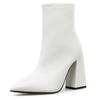Модные новые модные роскошные женские толстые 10,5 см высокие каблуки фетиш-носки сапоги мягкие кожаные белые ботильоны на каблуках666