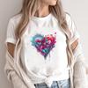 (Asian Size) Fashion Love Heart Trend Cute 90s Print Female Casual T Clothing Casual Women's Top Graphic Tee Short Sleeve T-shirts