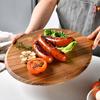 Wooden Pizza Pan with Long Handle Round Multifunction Cutting Chopping Board Vegetable Cake Bread Dessert Steak Meat Serving Tray Platter Kitchen