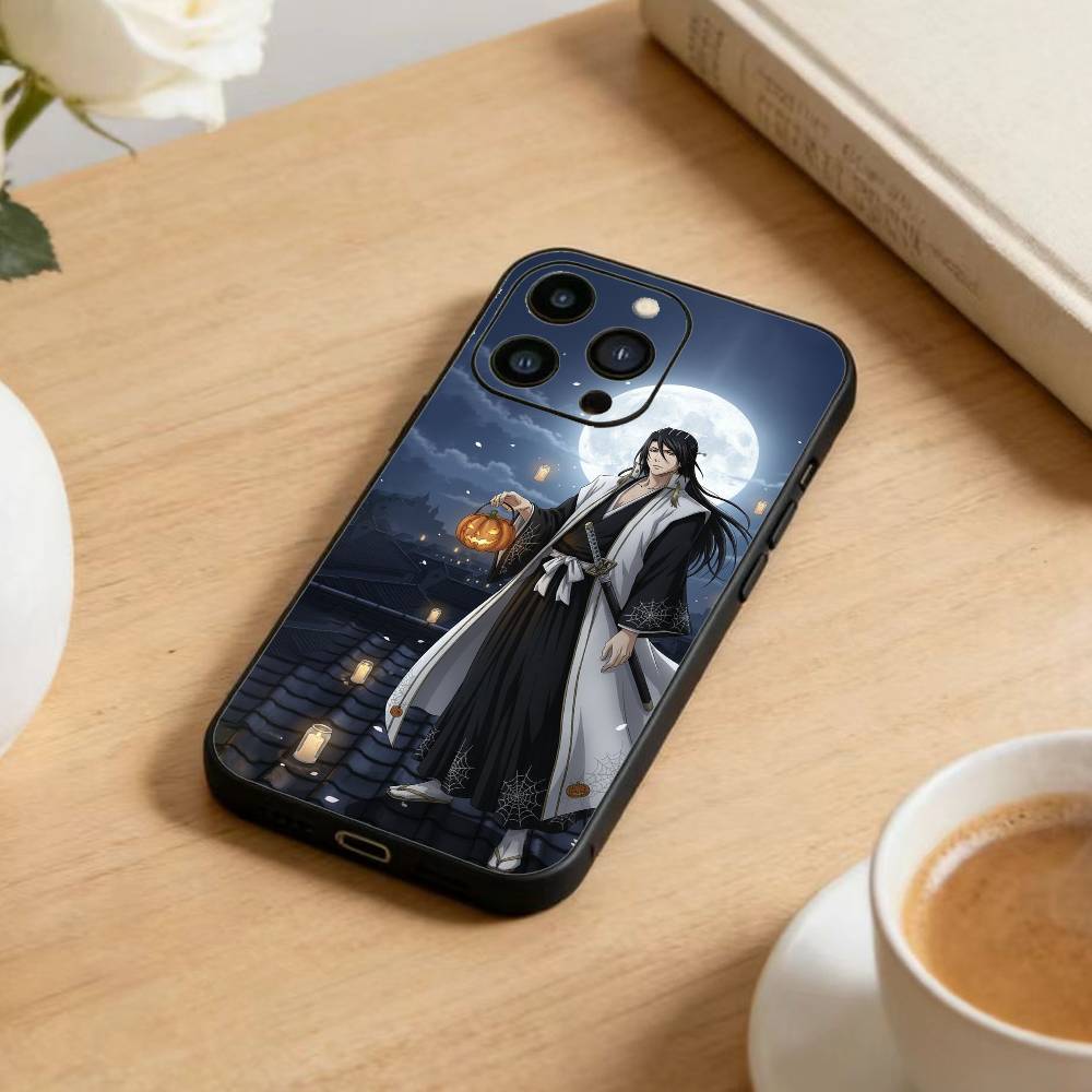 B-Bleach Anime K-Kuchiki Phone Case For iPhone 17 16 15 14 13 12 Max Plus Silicone Black Cover