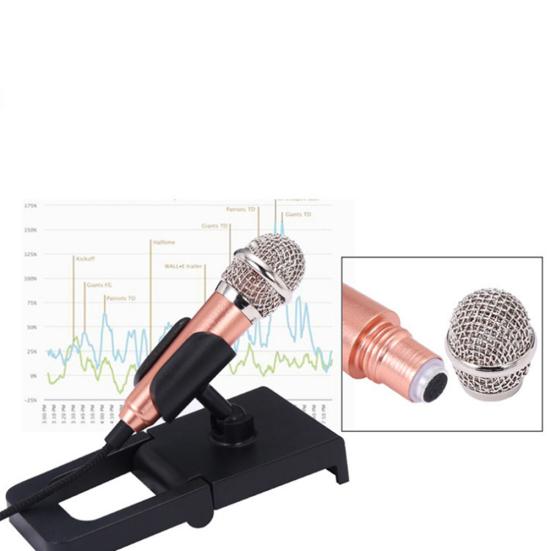 Mini Microphone High Fidelity Sensitive Aluminum Alloy 3.5mm Handheld Condenser Microphone for Daily Life