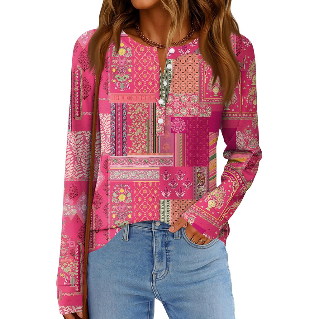 Women's Fashion  Loose Long Sleeve Round Neck Casual Top