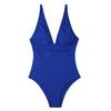 Women Monokini Deep V-Neck Sleeveless Ribbed One-Piece Swimsuit Breathable Solid Color Quick-Drying Bathing Suit
