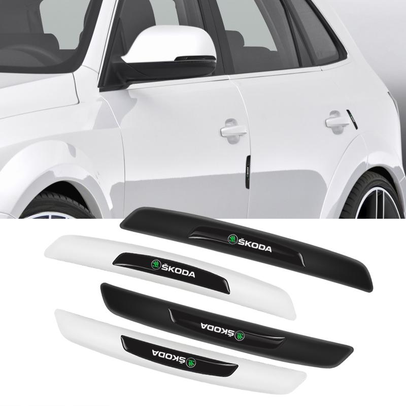 AAFQ1 4Pcs Rubber Anti Collision Strip Car Door Rearview Mirror Protector Stickers For Skoda Mk3 Yeti Kamiq Kodiaq Karoq Octavia Fabia