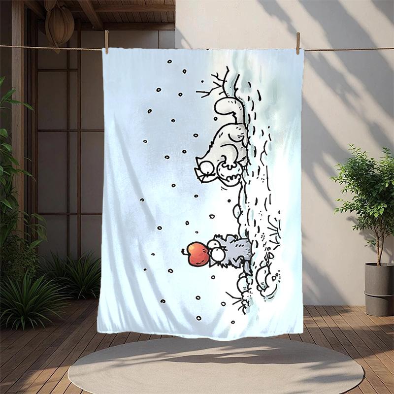 Simon'S Cat Flannel Blanket Soft Warm All-Season Throw, Design for Camping, Car Travel, Hiking Sofa, Bed, Office Perfect Gift for Parties