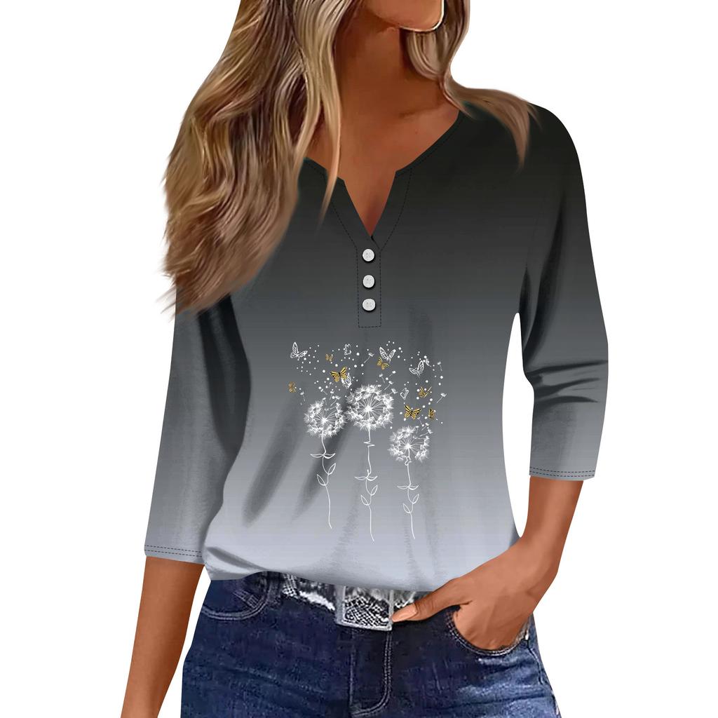 Женский модный и повседневный пуловер с рукавом семь четвертей и популярным принтом