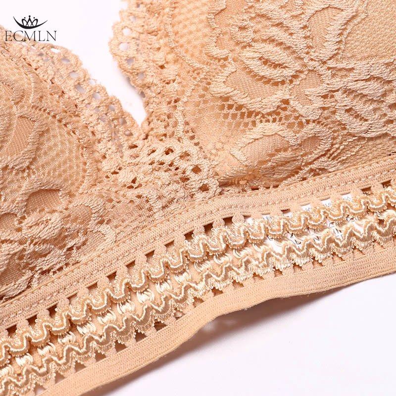 Кружевной женский бюстгальтер без косточек с паралоновыми тонкими съёмными вкладышами и регулируемыми лямками