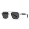 Vintage Double Bridges Men Square Sunglasses Fashion Clear Ocean Lens Eyewear Women Trending Rivets Sun Glasses UV400