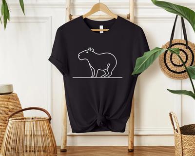 Minimalist Capybara T Shirt Line Cute Animal Simple Art Nature Lover