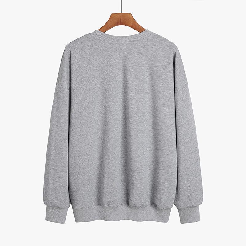 Women's European and American Loose Fit Round Neck Solid Sweatshirt - Autumn/Winter Plus Velvet Long Sleeve Casual Sports Top