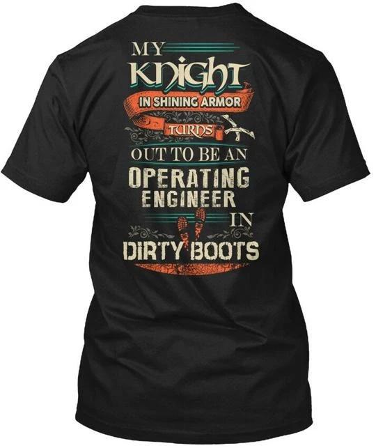 Cute Operating Engineers Lady My Knight In T shirt Made in the USA Size S to 5XL