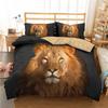 Lion Duvet Cover Set Microfiber Couple Bedding Set for Boys Teens 3D Animal Print Comforter Cover African Wildlife Quilt Cover