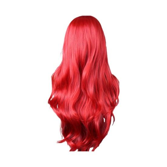 Женский длинный вьющийся парик, средняя часть, естественный вид, термостойкое высокотемпературное волокно, черные, красные, белые волнистые синтетические волосы