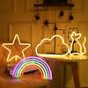 Manufacturer's New LED Neon Light: Lightning Cloud, Planet, Heart, Rainbow – Perfect for Christmas Night Décor.