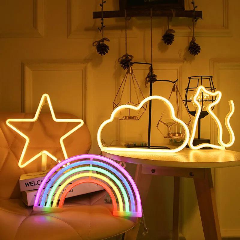 Manufacturer's New LED Neon Light: Lightning Cloud, Planet, Heart, Rainbow – Perfect for Christmas Night Décor.
