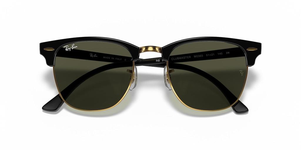 Ray-Ban Солнцезащитные очки Clubmaster Classic RB3016 W0365 51 - Черный эбони и золото / Зеленые линзы G-15
