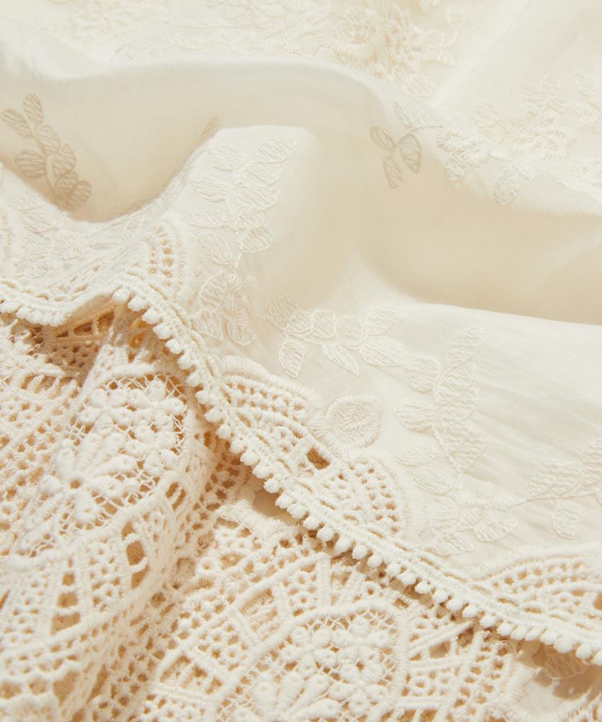 Penfield Crochet Layered Shirred Wrap Skirt Ivory_Fs7Ws33F