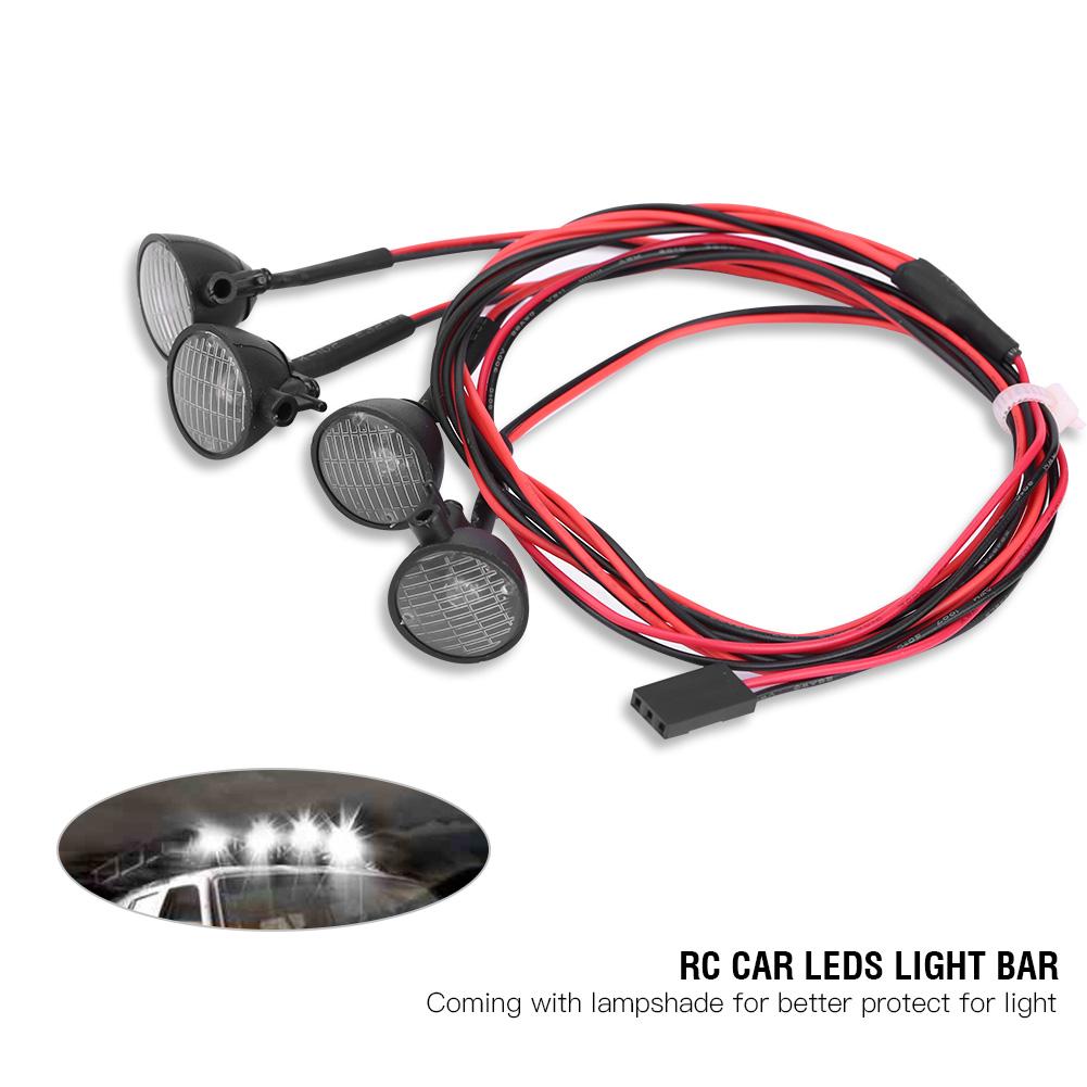 RC Crawler LEDs Light Bar Roof Lights Lamp Accessory for Axial Scx10 Traxxas Trx 4 Car (White)