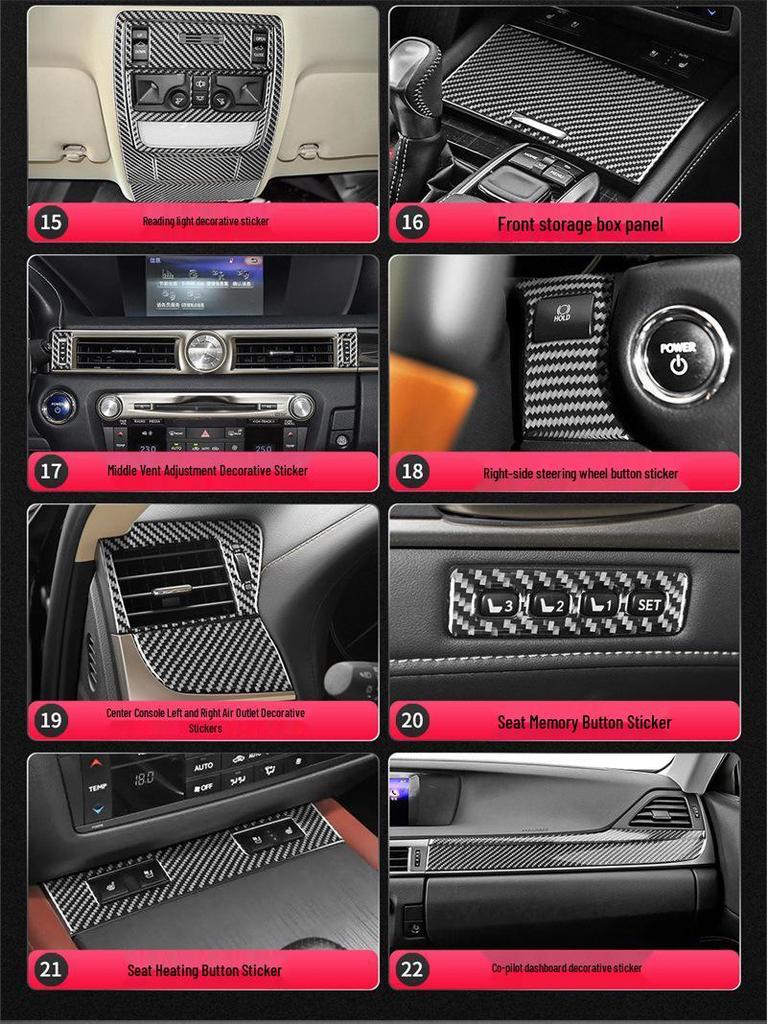 Наклейки на воздуховоды салона из углеродного волокна для Lexus GS 2013-2019
