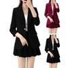 2 шт./комплект пальто юбка комплект женский весна осень лацкан длинный рукав одна пуговица костюм пальто плиссированное мини