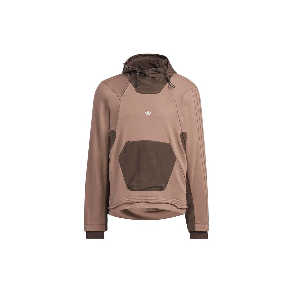 Adidas Originals X Hamcus Collaboration FW23 Color Block Logo Pocket Hoodie Unisex Hoodies Brown IX4341