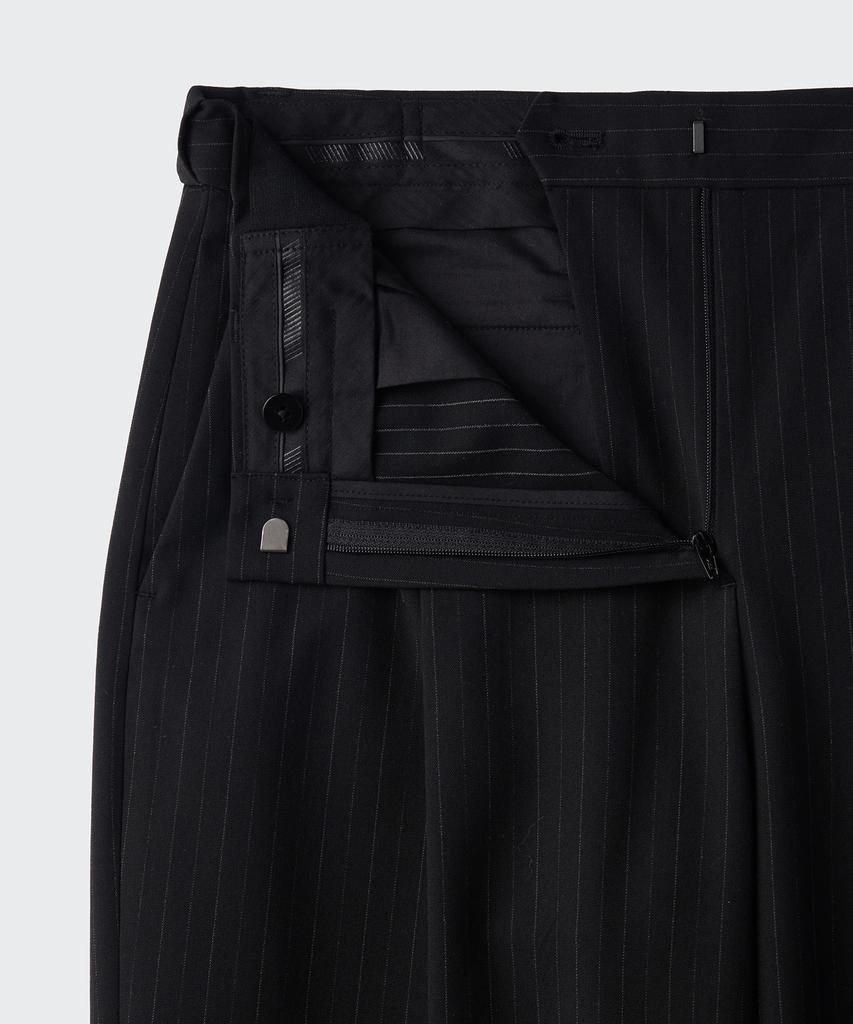 MUSINSA STANDARD WOMAN Женские брюки в тонкую полоску с заниженной талией, широкие, с скрытой эластичной талией [Черный]