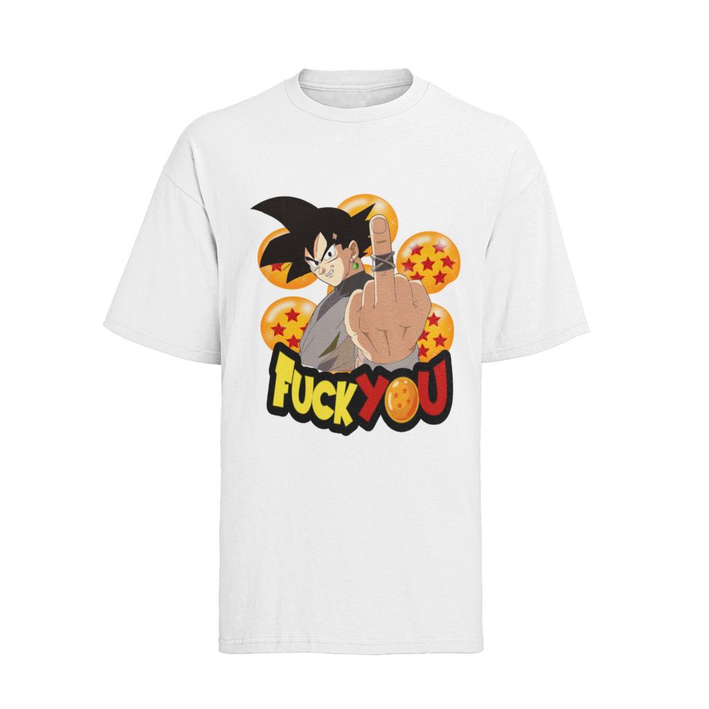 Dragon Ball Son Goku Men's Organic Cotton Fuck You Middle Finger T-Shirt Mens Womens Tees Top