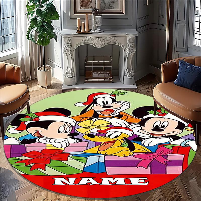 Customizable M-Mickey (13) Round Non-Slip Carpet - Ideal for Garden, Picnic, Office, Perfect for Decoration, Suitable For All Seasons