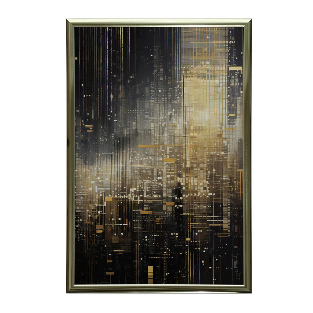 City Lights, Poster In Black And Gold City Lights, Poster In Black And Gold, 30X40 Cm, Unframed, Matte Paper 230 Gsm