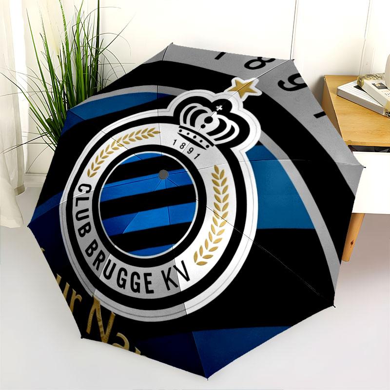 1 PC Automatic Folding Umbrella - Club Brugge KV Custom Name Pattern, Portable & Foldable Design with 8 Ribs, Christmas Birthday Gifts