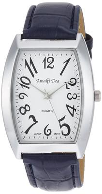 [Arias] Аналоговые часы Amalfidia, Форма тонно, Водонепроницаемые, Кожаный ремешок, Белый циферблат, A35M28, Мужские, Черные