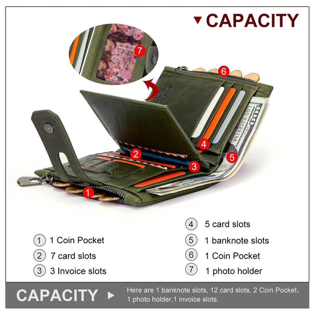 CONTACT'S Cow Leather Men's Wallet Ziper&Hasp Male Coin Purse Short Wallets Card Holders For Men