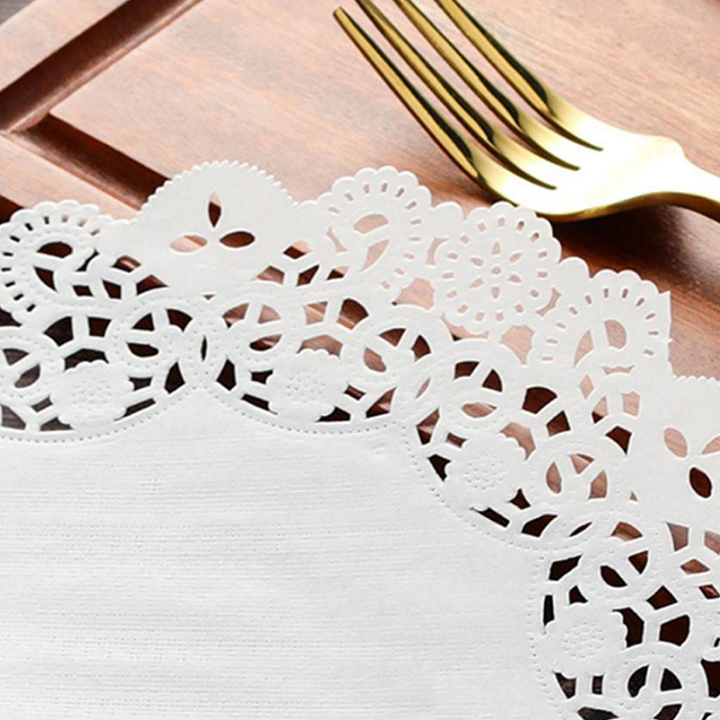 150 шт. белые кружевные круглые бумажные салфетки одноразовые полые цветочные впитывающие масло бумажные для жареной пищи