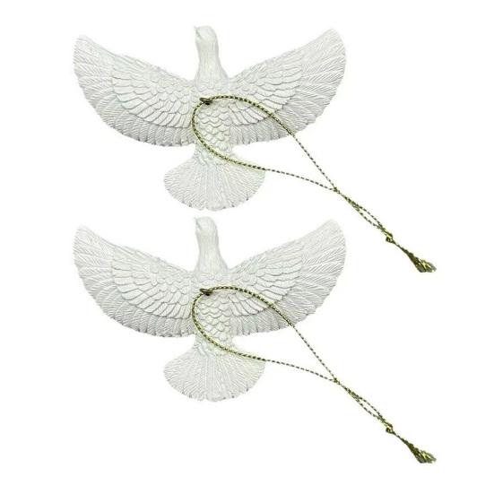 Pigeon Christmas Ornament Artificial Peace Bird Hanging Decoration Resin White Bird with String for Christmas Tree Decor