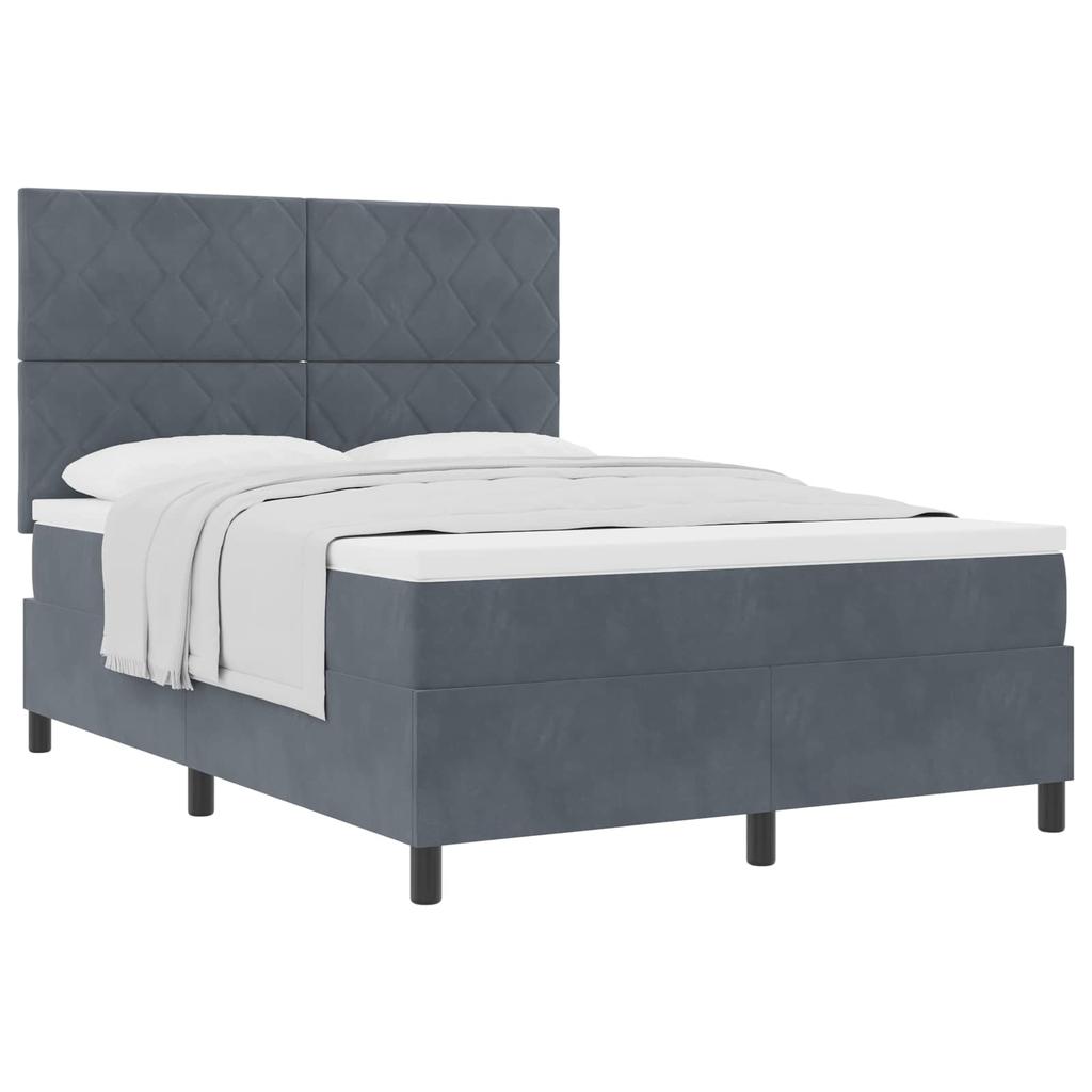 Boxspring Bed with Headboard Dark Grey 140 x 200 cm Velvet