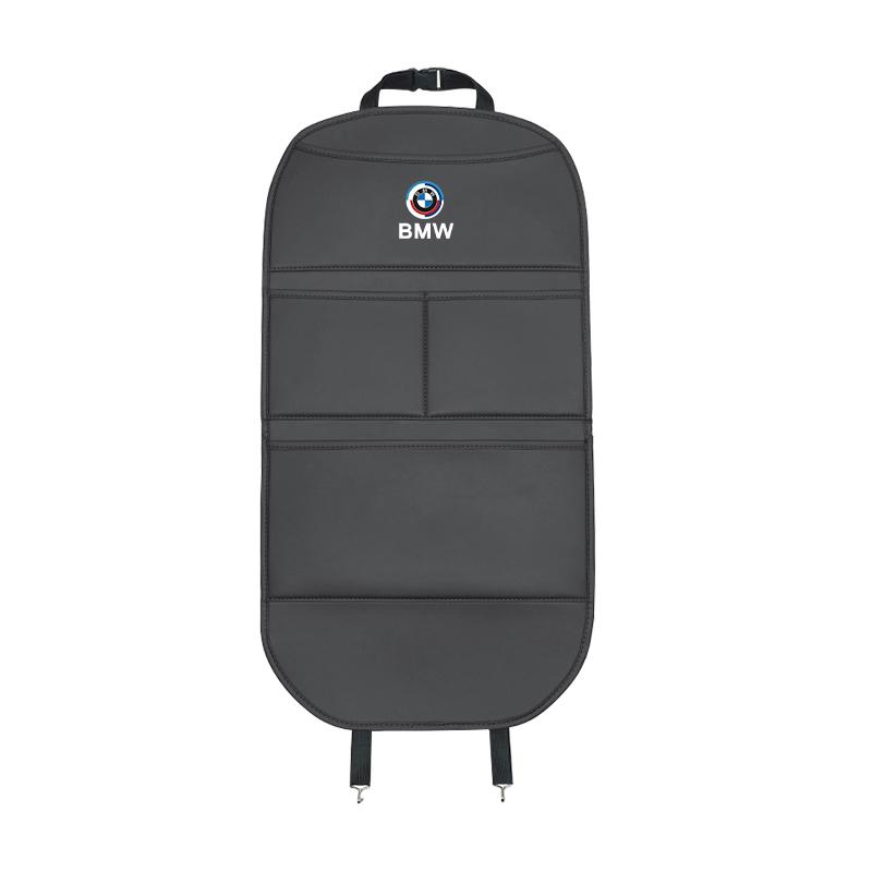 Car Seat Back Leather Protector Kick Mat With Storage Pockets Accessories For BMW G80 G06 G07 G42 G14 G15 G16 F82 F20 / Stickers HGB46