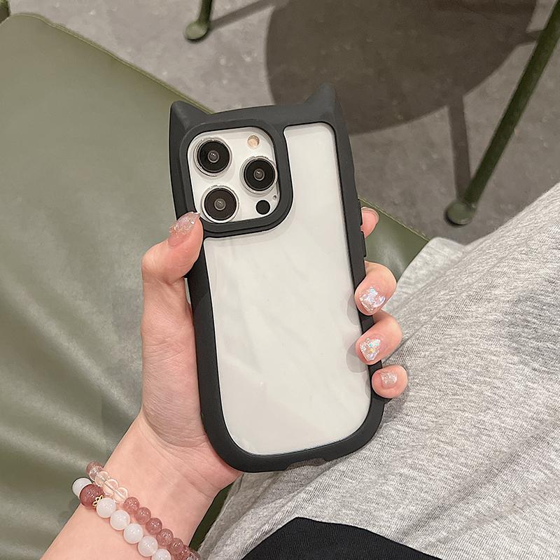 Милый прозрачный чехол для телефона с 3D-ушками кошки для 17 16E 16 15 14 Plus 13 12 11 Pro Max Мультяшный милый ударопрочный прозрачный чехол
