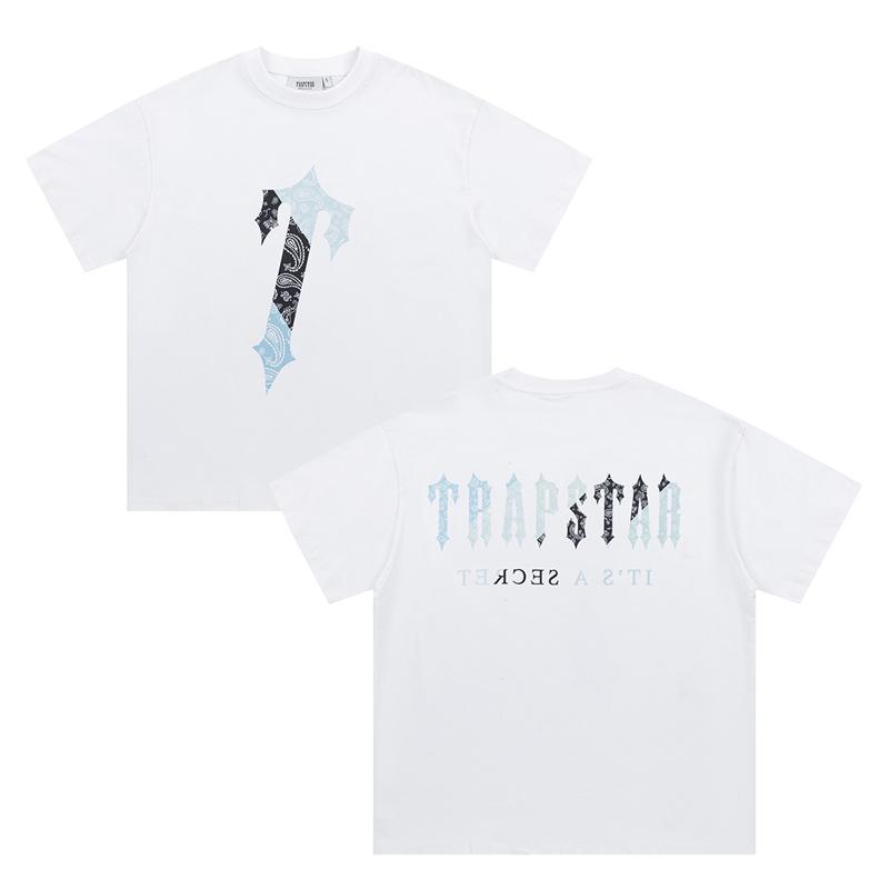 640 Trapstar London 2025 Лето Новая Высококачественная Хлопковая Круглая Горловина Свободная Футболка Большого Размера Для Мужчин и Женщин Парная Футболка