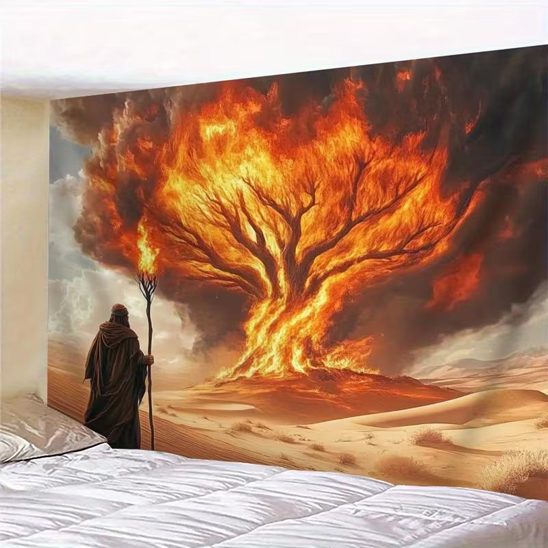 2D Moses Burning Bush Backdrop for Religious & Passover Celebrations