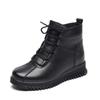 Fashion New Cow Genuine Leather Snow Boots Women Ankle Booties Platform Wedge Winter Plush Short Boots Mother Shoes for Women