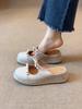 Wedge heel bag head half slippers women's 2025 new summer bow one pedal half drag sandals straw fisherman shoes